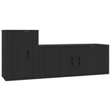 2 Piece TV Cabinet Set Black Engineered Wood
