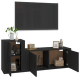 2 Piece TV Cabinet Set Black Engineered Wood - Side View