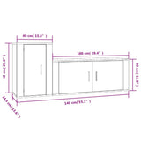 2 Piece TV Cabinet Set Black Engineered Wood - Low Angle