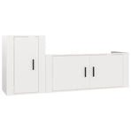 2 Piece TV Cabinet Set High Gloss White Engineered Wood