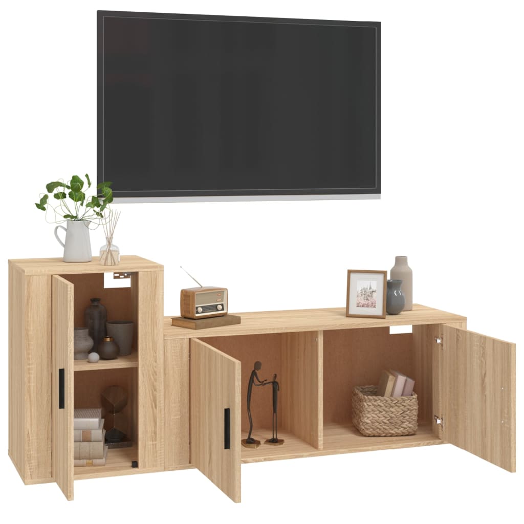 2 Piece TV Cabinet Set Sonoma Oak Engineered Wood