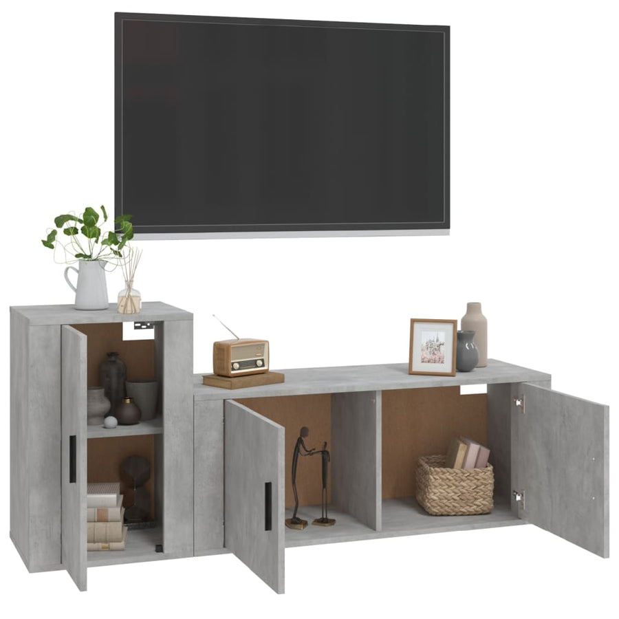 2 Piece TV Cabinet Set Concrete Grey Engineered Wood