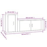 2 Piece TV Cabinet Set Brown Oak Engineered Wood - Low Angle