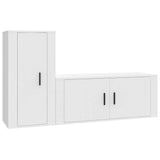 2 Piece TV Cabinet Set White Engineered Wood - Front View
