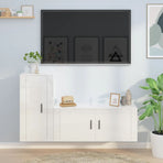 2 Piece TV Cabinet Set High Gloss White Engineered Wood