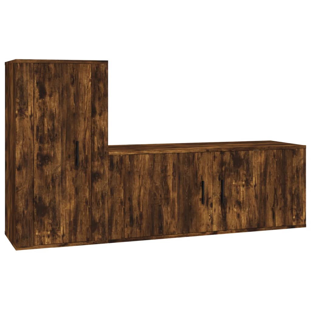 2 Piece TV Cabinet Set Smoked Oak Engineered Wood
