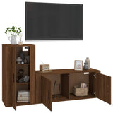 2 Piece TV Cabinet Set Brown Oak Engineered Wood - Side View