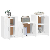 3 Piece TV Cabinet Set High Gloss White Engineered Wood - Side View