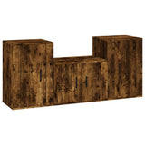 3 Piece TV Cabinet Set Smoked Oak Engineered Wood