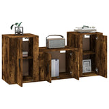 3 Piece TV Cabinet Set Smoked Oak Engineered Wood - Side View