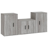 3 Piece TV Cabinet Set Grey Sonoma Engineered Wood - Front View