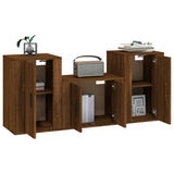 3 Piece TV Cabinet Set Brown Oak Engineered Wood - Side View