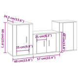 3 Piece TV Cabinet Set Brown Oak Engineered Wood - Low Angle