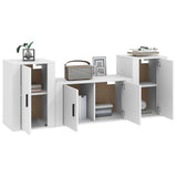 3 Piece TV Cabinet Set White Engineered Wood - Side View