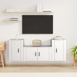 3 Piece TV Cabinet Set White Engineered Wood