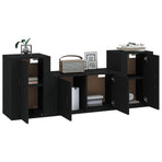 3 Piece TV Cabinet Set Black Engineered Wood