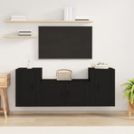 3 Piece TV Cabinet Set Black Engineered Wood