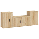 3 Piece TV Cabinet Set Sonoma Oak Engineered Wood - Front View