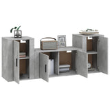 3 Piece TV Cabinet Set Concrete Grey Engineered Wood - Side View