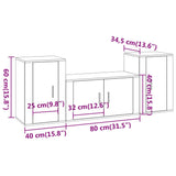 3 Piece TV Cabinet Set Concrete Grey Engineered Wood - Low Angle