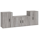3 Piece TV Cabinet Set Grey Sonoma Engineered Wood - Front View