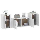 3 Piece TV Cabinet Set White Engineered Wood - Side View