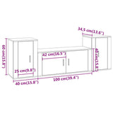 3 Piece TV Cabinet Set High Gloss White Engineered Wood - Low Angle