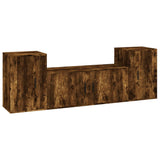 3 Piece TV Cabinet Set Smoked Oak Engineered Wood - Front View