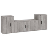 3 Piece TV Cabinet Set Grey Sonoma Engineered Wood - Front View