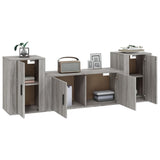 3 Piece TV Cabinet Set Grey Sonoma Engineered Wood - Side View