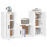 3 Piece TV Cabinet Set High Gloss White Engineered Wood - Side View