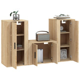 3 Piece TV Cabinet Set Sonoma Oak Engineered Wood - Side View