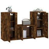 3 Piece TV Cabinet Set Smoked Oak Engineered Wood - Side View