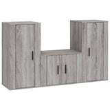3 Piece TV Cabinet Set Grey Sonoma Engineered Wood - Front View