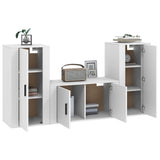 3 Piece TV Cabinet Set White Engineered Wood - Side View