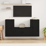 3 Piece TV Cabinet Set Black Engineered Wood