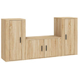 3 Piece TV Cabinet Set Sonoma Oak Engineered Wood - Front View