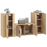 3 Piece TV Cabinet Set Sonoma Oak Engineered Wood - Side View