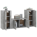 3 Piece TV Cabinet Set Concrete Grey Engineered Wood - Side View