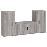 3 Piece TV Cabinet Set Grey Sonoma Engineered Wood - Front View