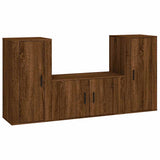 3 Piece TV Cabinet Set Brown Oak Engineered Wood