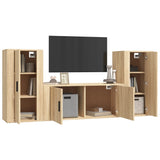 3 Piece TV Cabinet Set Sonoma Oak Engineered Wood - Side View