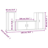 3 Piece TV Cabinet Set Sonoma Oak Engineered Wood - Low Angle