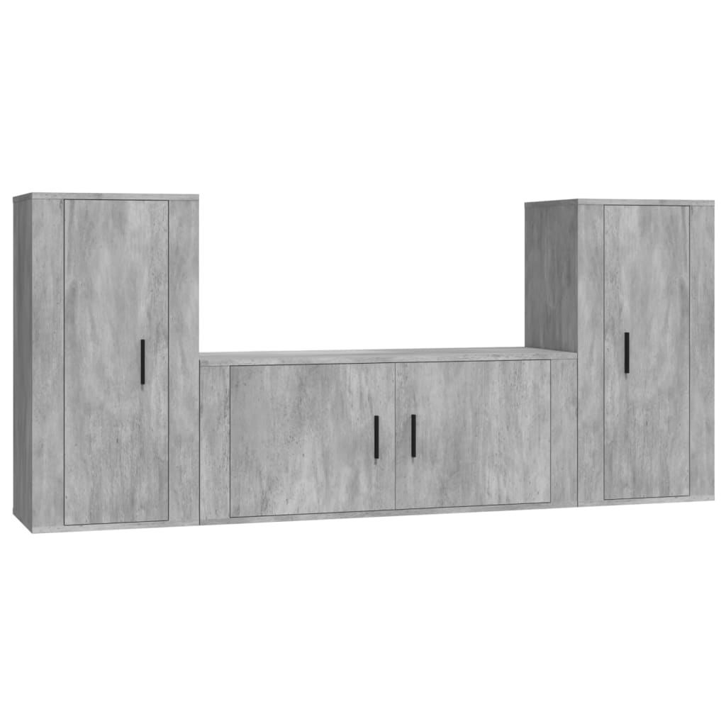 3 Piece TV Cabinet Set Concrete Grey Engineered Wood