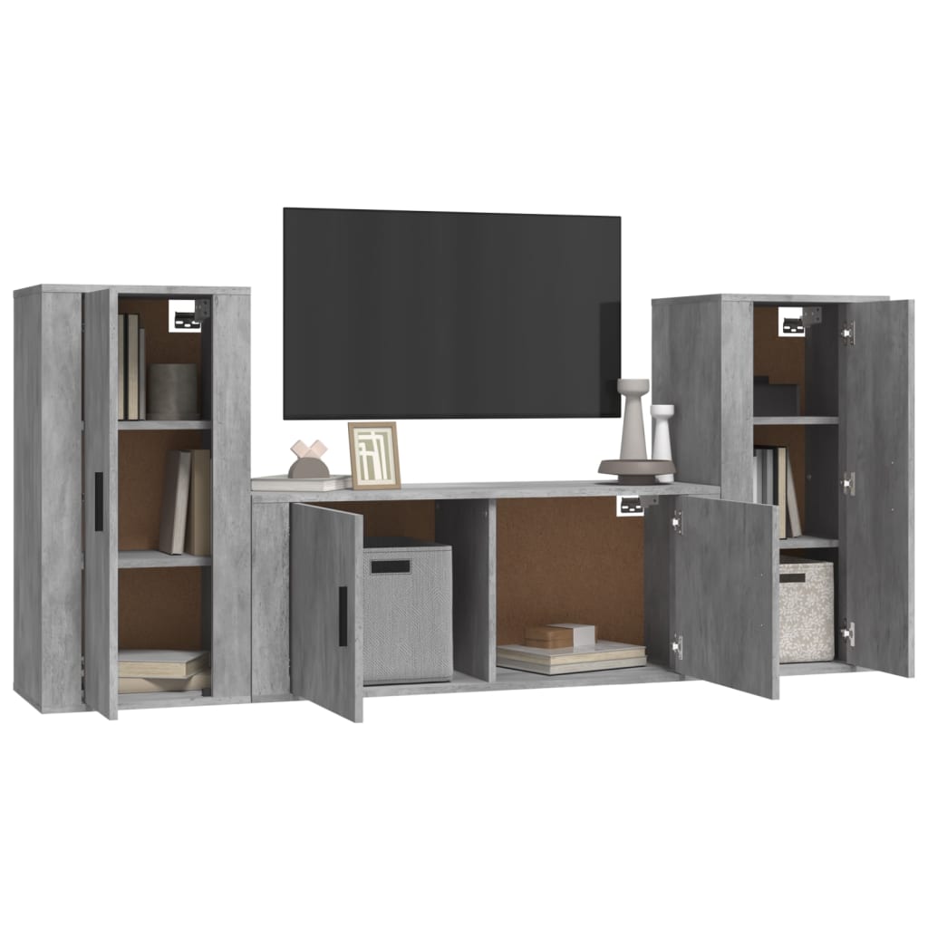 3 Piece TV Cabinet Set Concrete Grey Engineered Wood