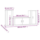 3 Piece TV Cabinet Set Concrete Grey Engineered Wood - Low Angle