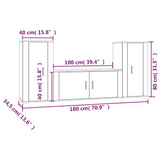 3 Piece TV Cabinet Set Smoked Oak Engineered Wood - Low Angle