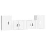 4 Piece TV Cabinet Set White Engineered Wood - Front View