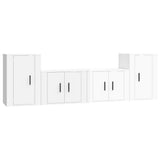 4 Piece TV Cabinet Set High Gloss White Engineered Wood - Front View