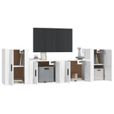 4 Piece TV Cabinet Set High Gloss White Engineered Wood - Side View